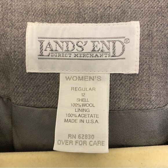 Lands End woman’s vintage 100% wool gray suit Buisness 2 button blazer jacket-12 - Picture 4 of 10